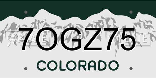 7OGZ75 Colorado License Plate