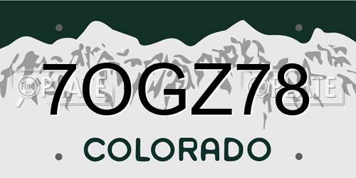 7OGZ78 Colorado License Plate