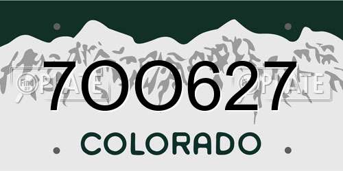 7OO627 Colorado License Plate