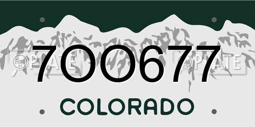 7OO677 Colorado License Plate
