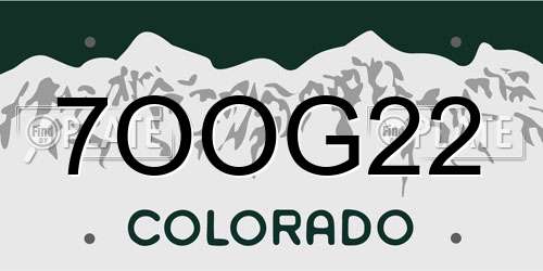 7OOG22 Colorado License Plate