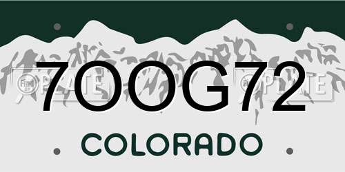 7OOG72 Colorado License Plate