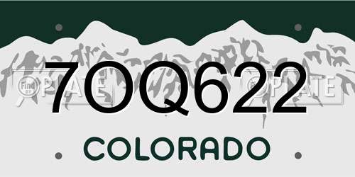7OQ622 Colorado License Plate