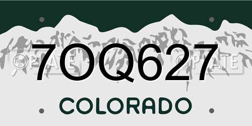 7OQ627 Colorado License Plate