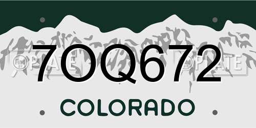 7OQ672 Colorado License Plate