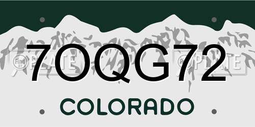 7OQG72 Colorado License Plate