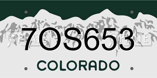 7OS653 Colorado License Plate