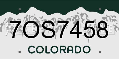 7OS7458 Colorado License Plate