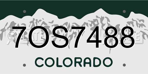 7OS7488 Colorado License Plate