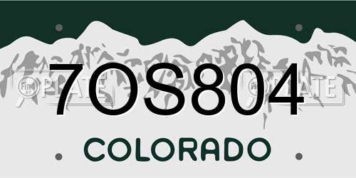7OS804 Colorado License Plate