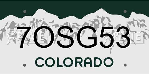 7OSG53 Colorado License Plate
