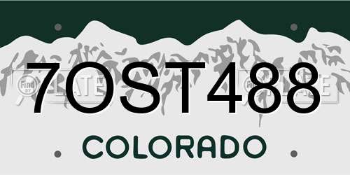 7OST488 Colorado License Plate
