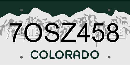 7OSZ458 Colorado License Plate