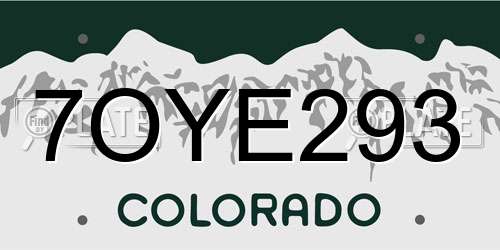 7OYE293 Colorado License Plate