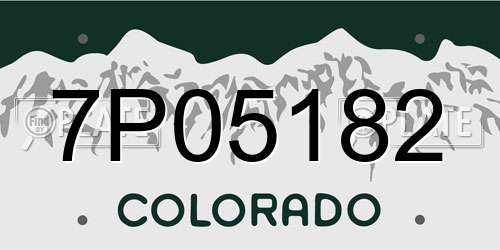 7P05182 Colorado License Plate