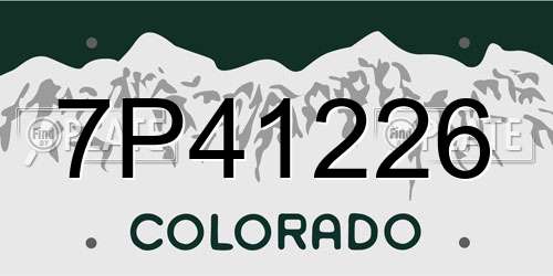 7P41226 Colorado License Plate