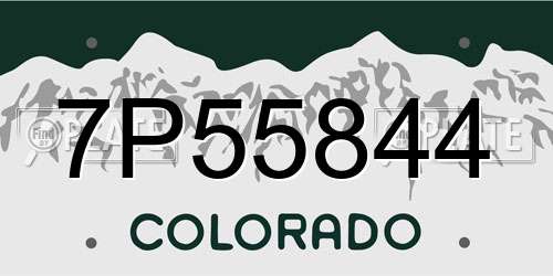 7P55844 Colorado License Plate