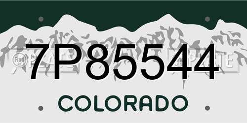 7P85544 Colorado License Plate