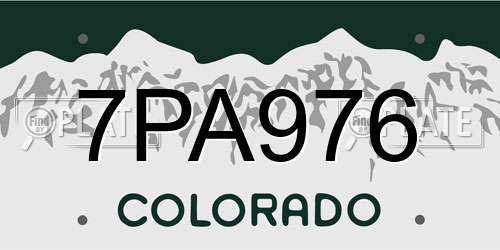 7PA976 Colorado License Plate