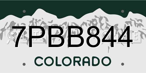7PBB844 Colorado License Plate
