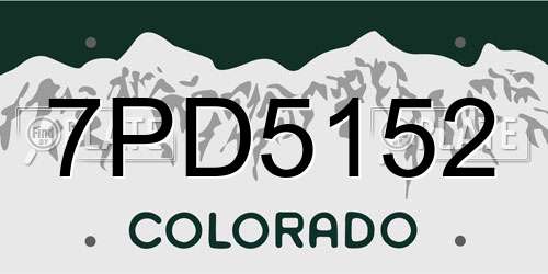 7PD5152 Colorado License Plate