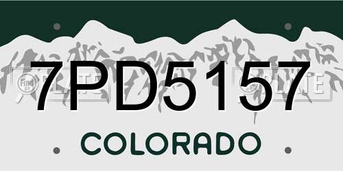 7PD5157 Colorado License Plate