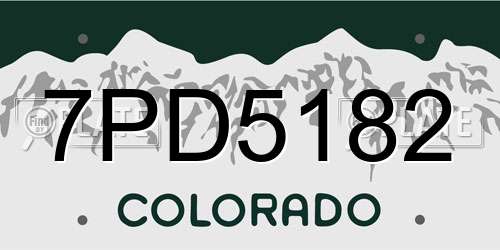 7PD5182 Colorado License Plate