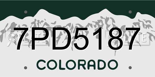 7PD5187 Colorado License Plate