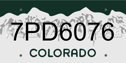 7PD6076 Colorado License Plate