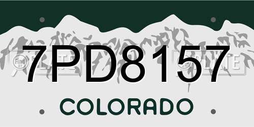7PD8157 Colorado License Plate
