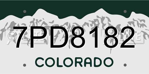 7PD8182 Colorado License Plate