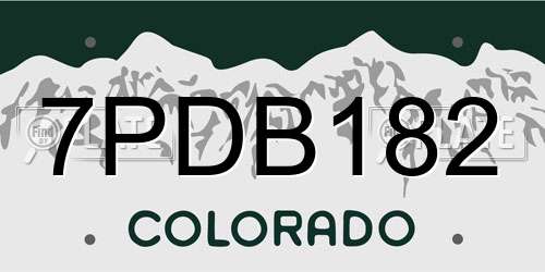 7PDB182 Colorado License Plate