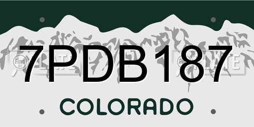 7PDB187 Colorado License Plate