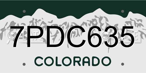 7PDC635 Colorado License Plate