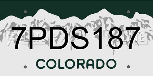 7PDS187 Colorado License Plate