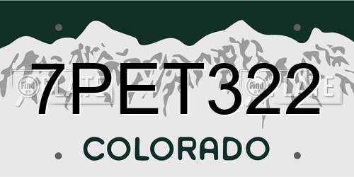 7PET322 Colorado License Plate