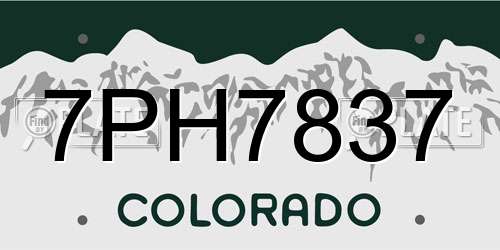 7PH7837 Colorado License Plate