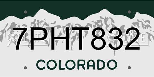 7PHT832 Colorado License Plate