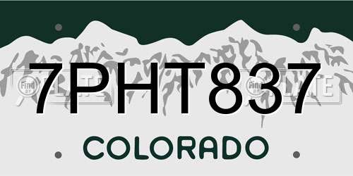 7PHT837 Colorado License Plate