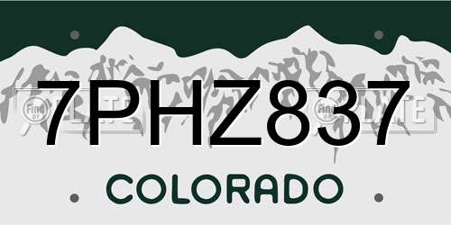 7PHZ837 Colorado License Plate
