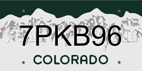7PKB96 Colorado License Plate