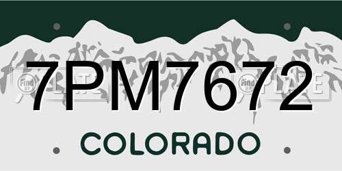 7PM7672 Colorado License Plate