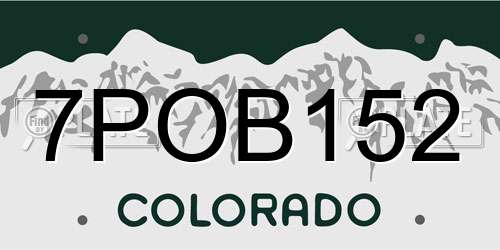 7POB152 Colorado License Plate