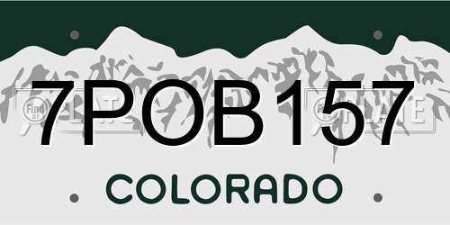 7POB157 Colorado License Plate