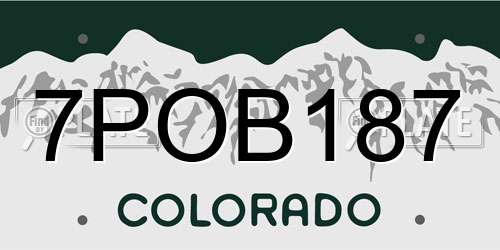7POB187 Colorado License Plate