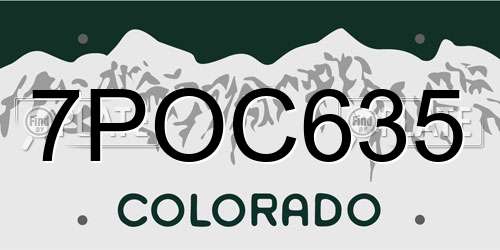 7POC635 Colorado License Plate