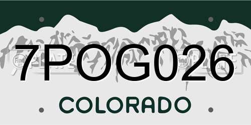 7POG026 Colorado License Plate