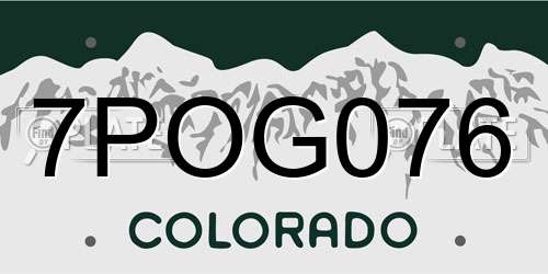 7POG076 Colorado License Plate