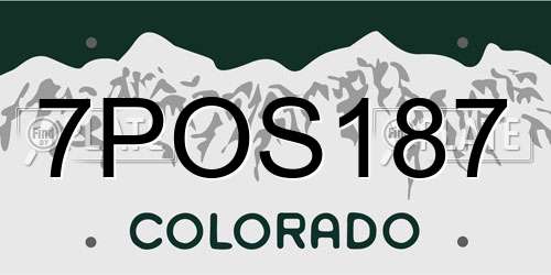 7POS187 Colorado License Plate