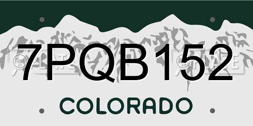 7PQB152 Colorado License Plate